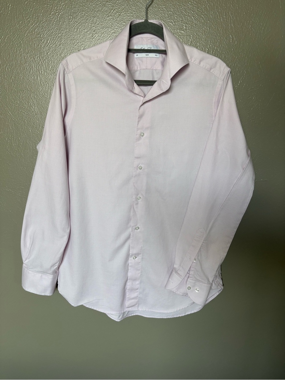 Antthony Light Pink Men's Dress Shirt - Spread Collar Button-Front size  151/2